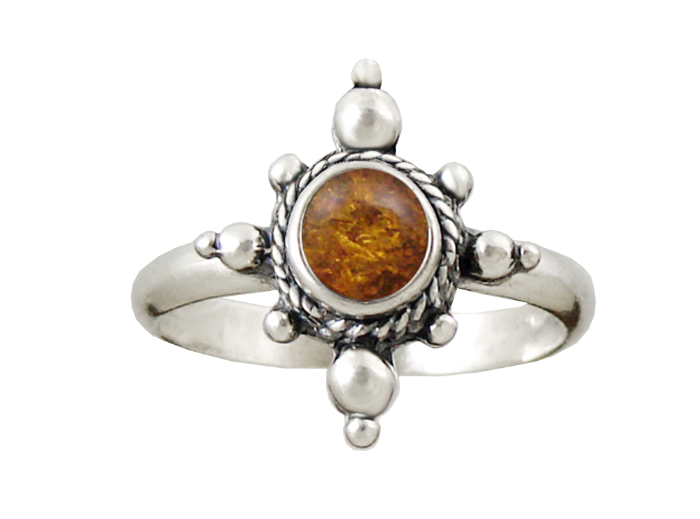 Sterling Silver Gemstone Ring With Amber Size 9